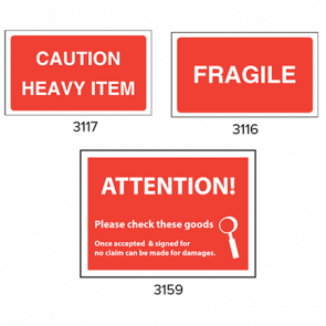 Red Handling Labels - Fragile, Heavy, Attention Please product image